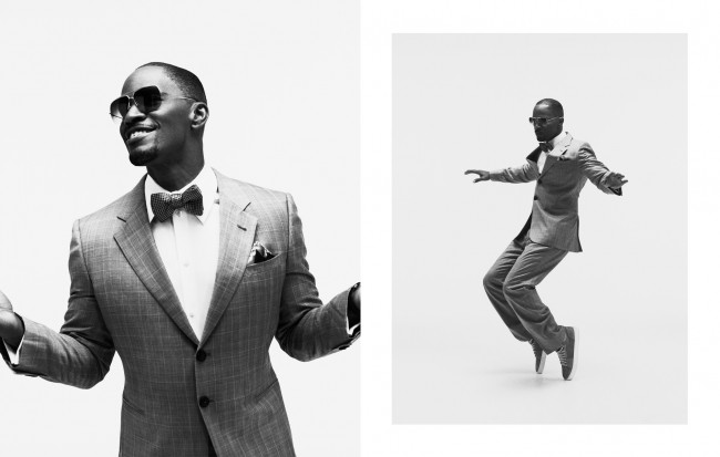 I love these images of Jamie Foxx, these are outtakes from ad campaign we did together. He is the ultimate entertainer, it didn't just start when the camera was on him either. He sang and danced and ruled the room. These images really tell that story to me.