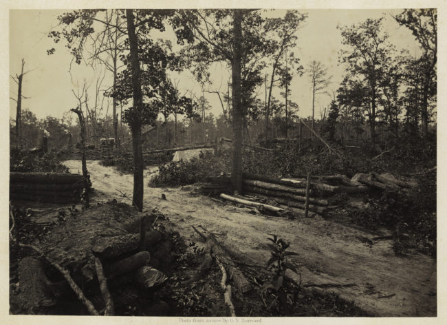  George N. Barnard, Battle Field of New Hope Church, Georgia, No. 1, from Photographic Views of Sherman's Campaign, 1866; albumen print; 10 x 14 1/8 in. (25.4 x 35.88 cm); Promised gift of Paul Sack to the Sack Photographic Trust